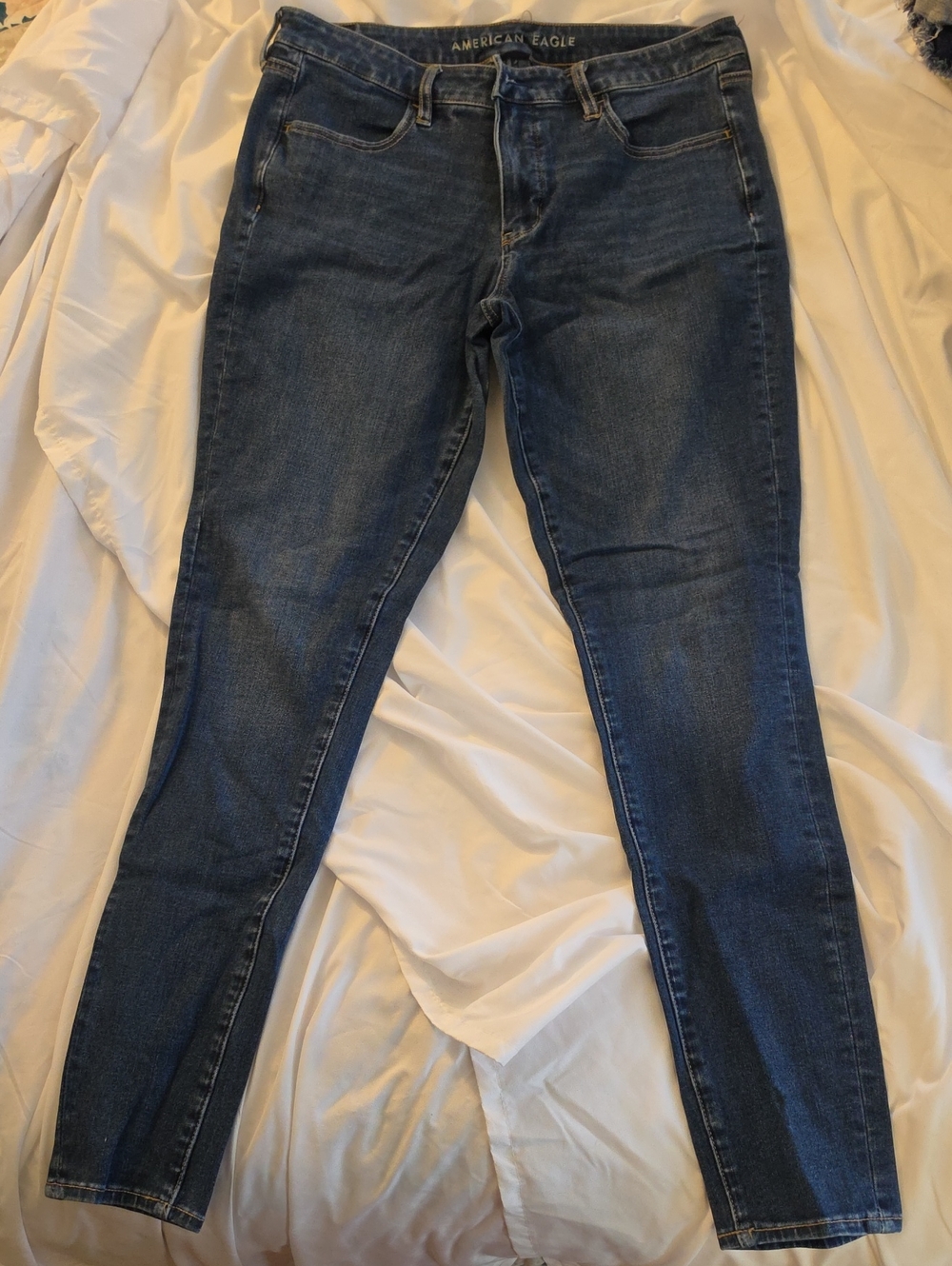 American Eagle Women's Dream Stretch Dark Blue Jeggings, Size 12 Long